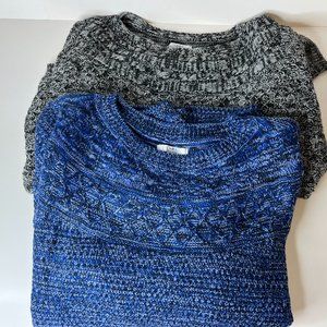 2 Croft & Barrow Women's Pullover Sweater Blue Black/White XXL